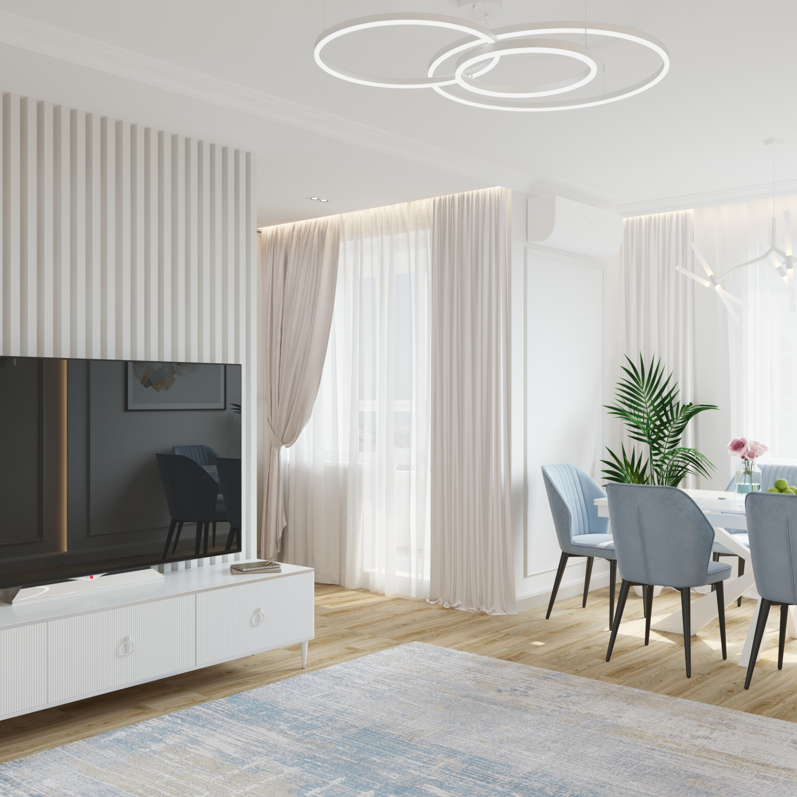 Квартира на Взлетной - гостиная-кухня