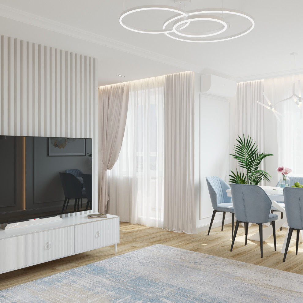 Квартира на Взлетной - гостиная-кухня