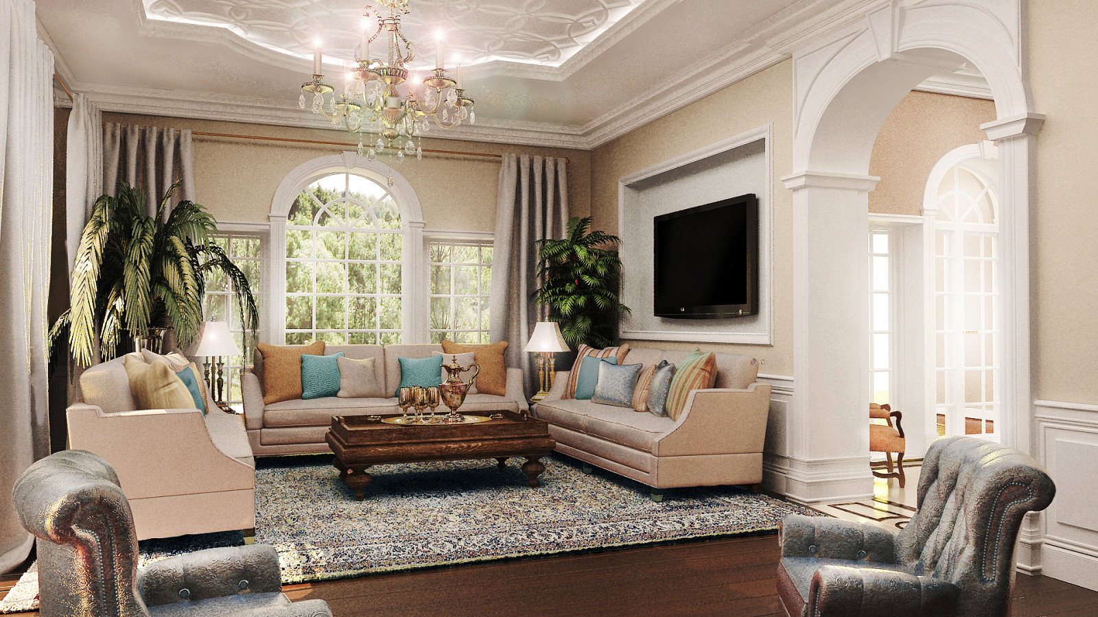 Гостиная в загородном доме