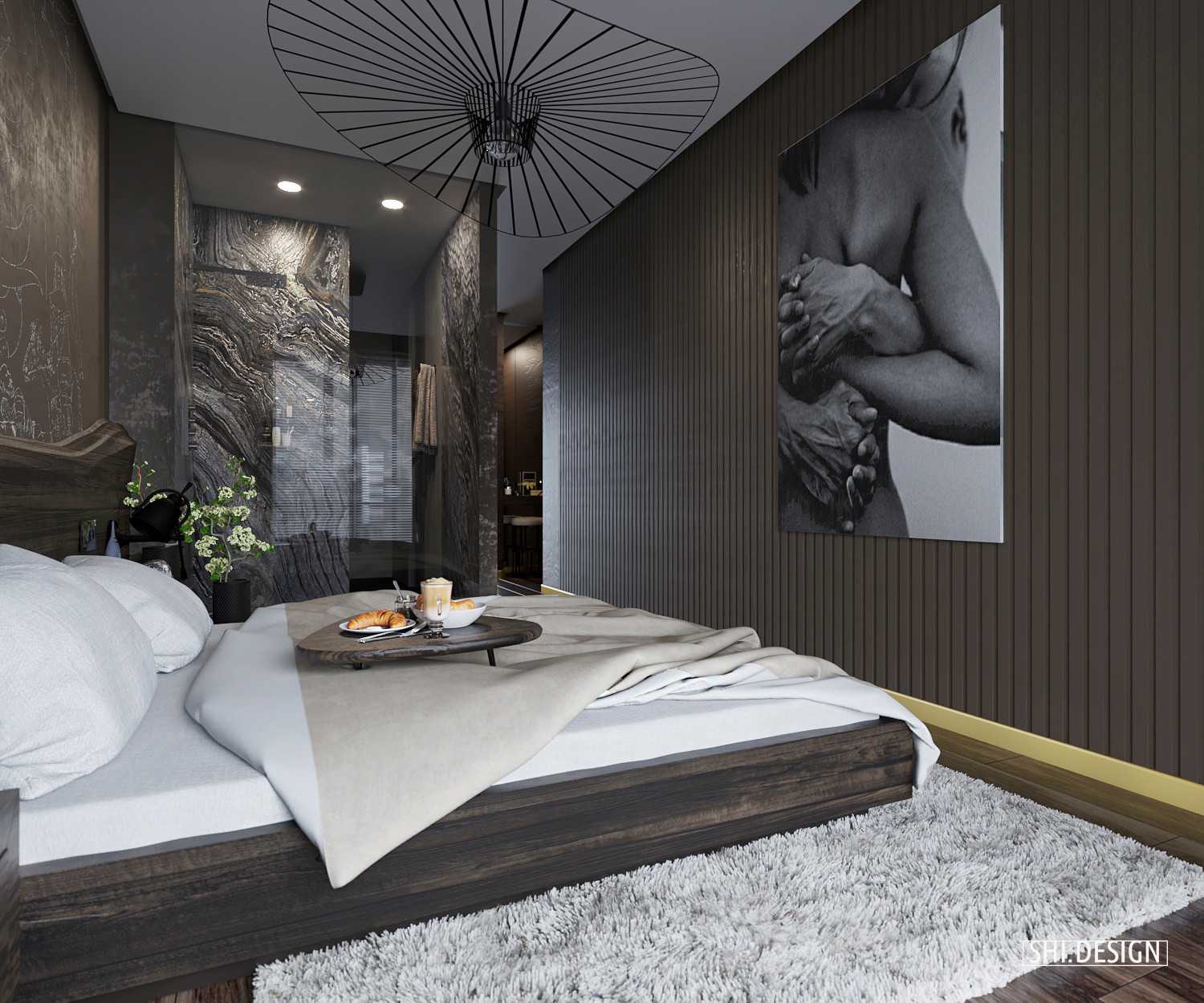 Обложка проекта: Спальня холостяка с прилегающей ванной комнатой