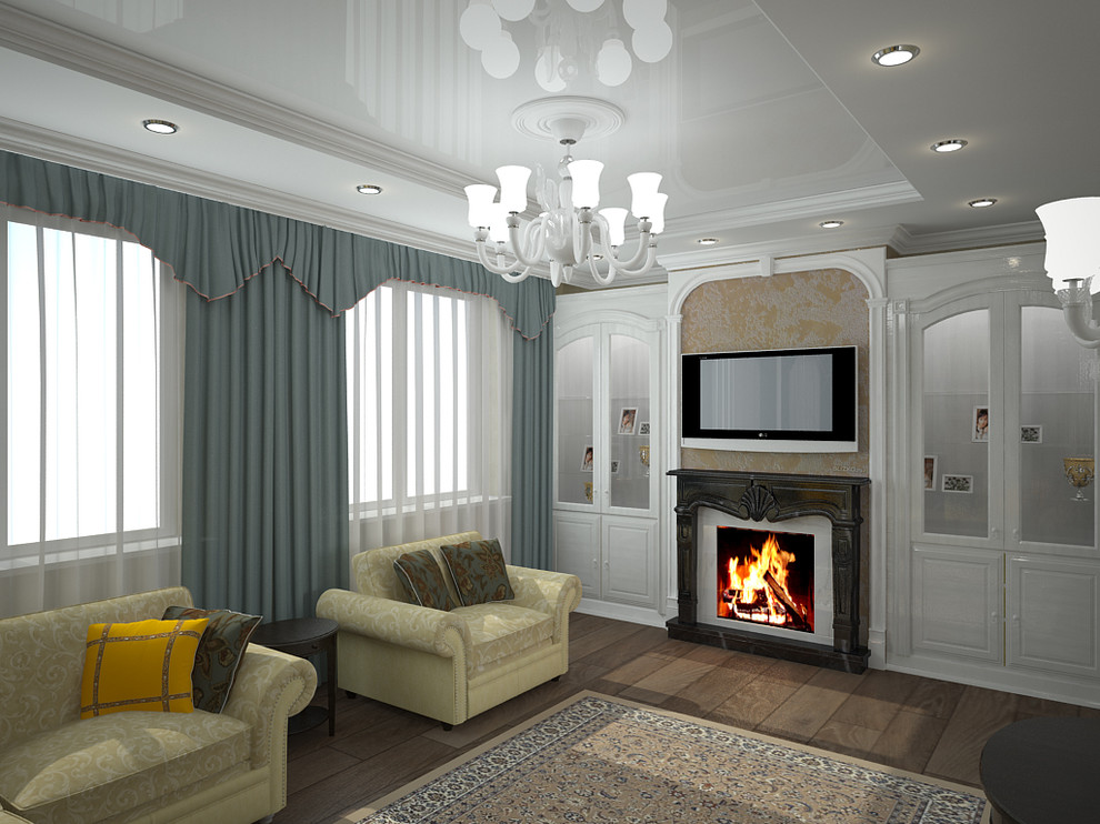 Обложка проекта: Гостиная с камином