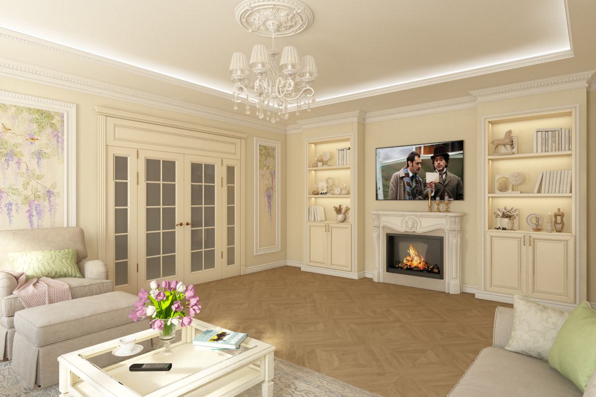 Гостиная в индивидуальном жилом доме пос. Нивенское