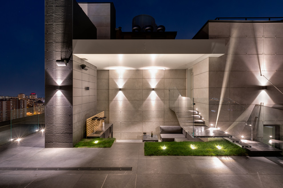 Stylish monochromatic white penthouse