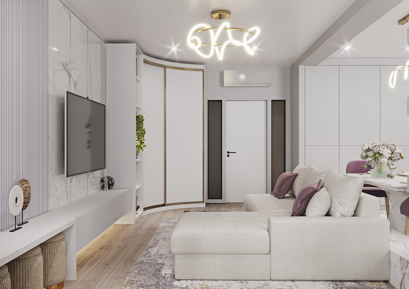 Interior design of an apartment with a beauty salon