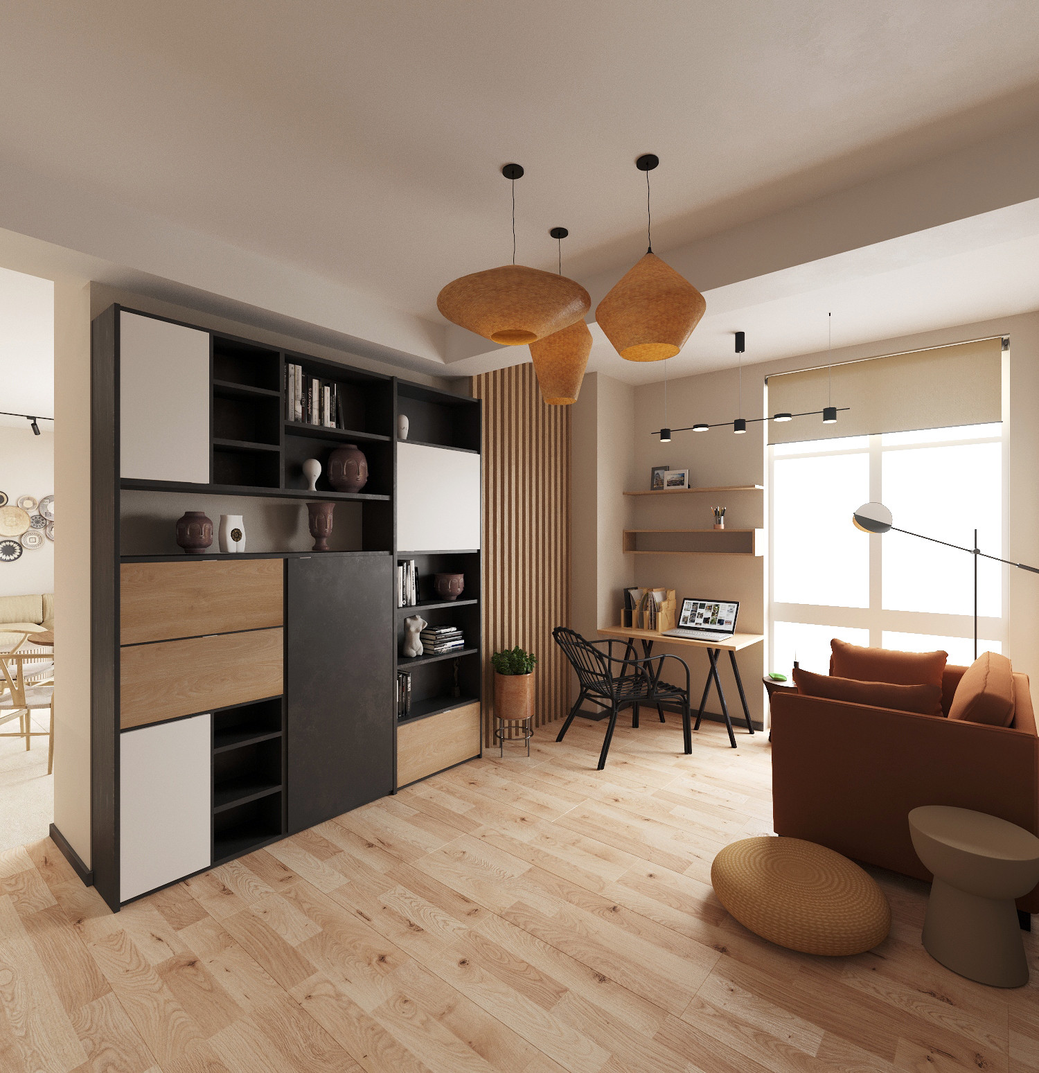 Бохо для девушки с детьми, 105 м2