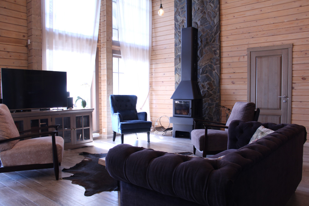 Обложка проекта: Дом из бруса в стиле шале.