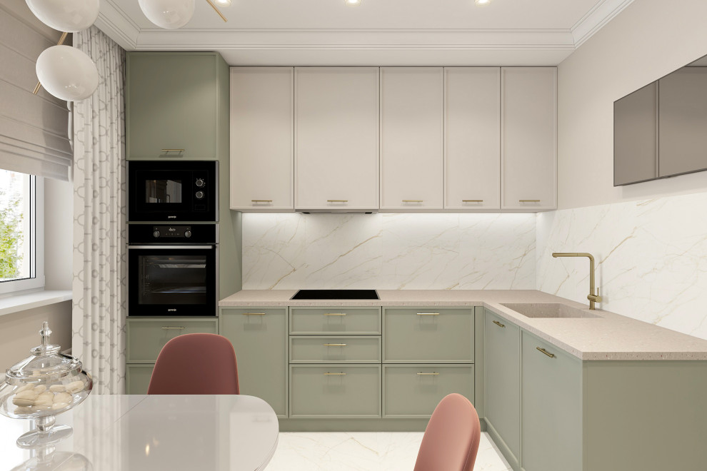 Двухкомнатная квартира 56 кв. м. в стиле неоклассика, в доме серии П-44Т