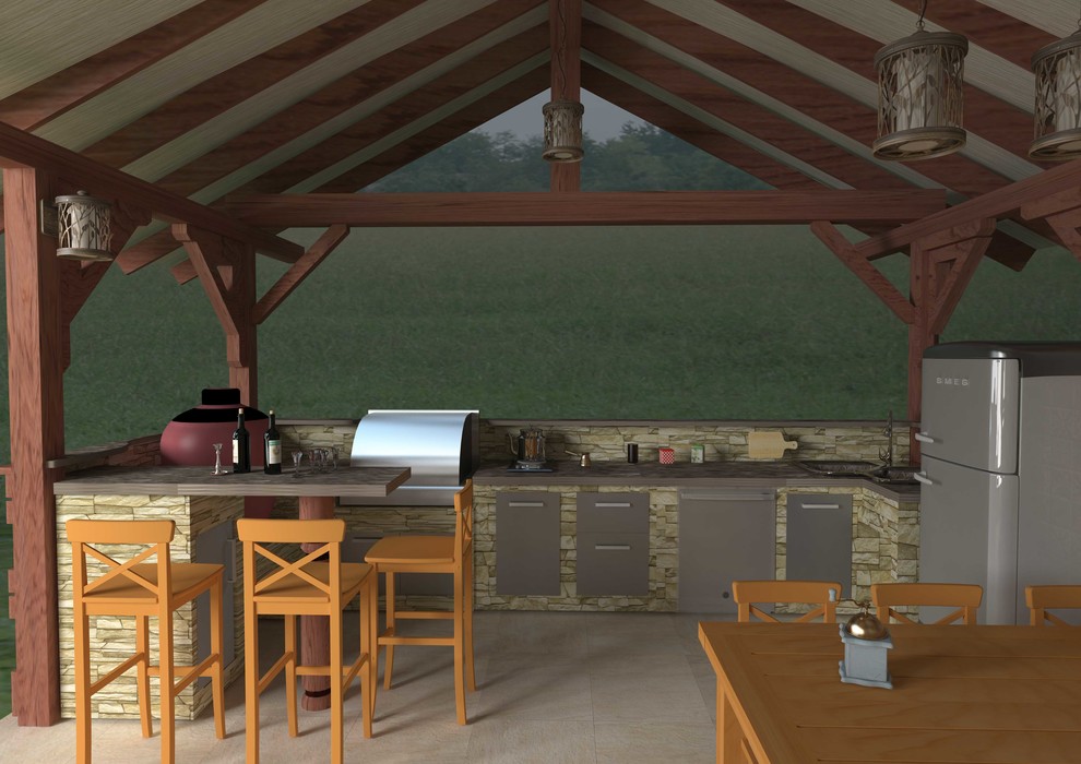 Летняя кухня с барбекю