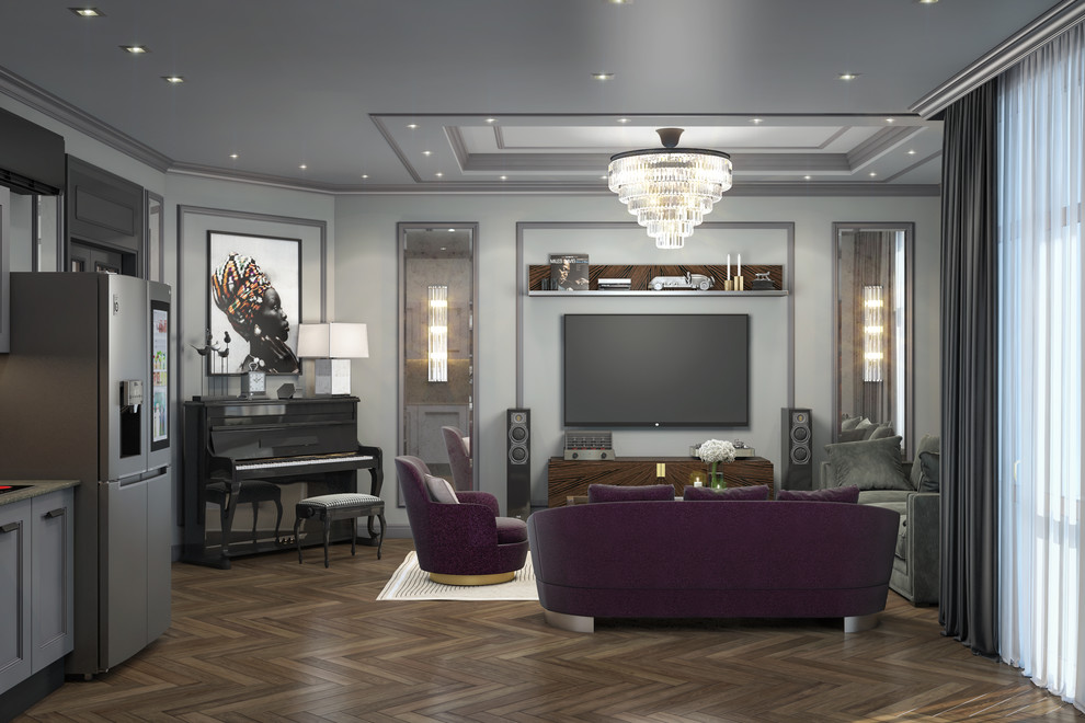 Визуализация квартиры. Серый тон - основной.