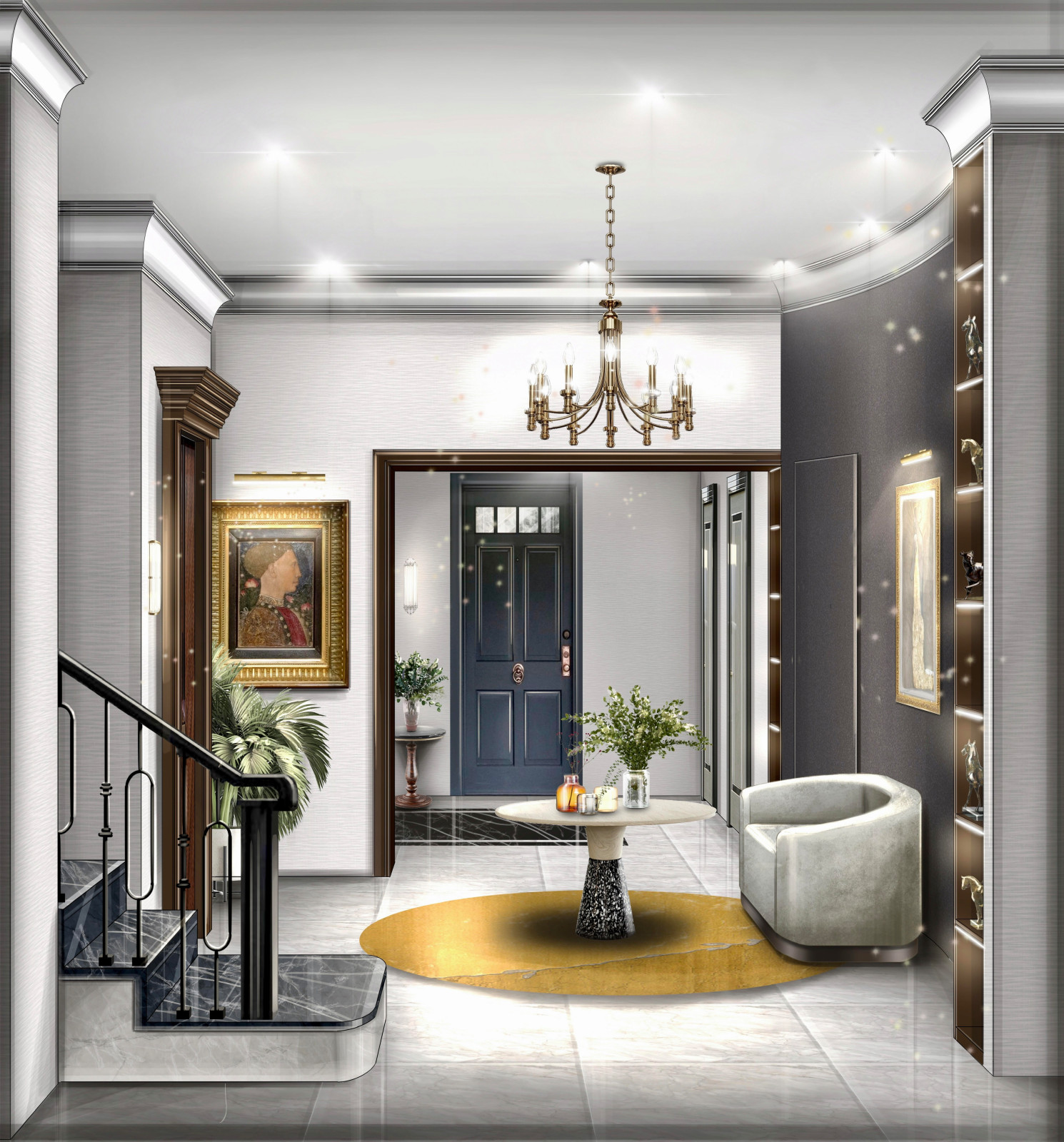 Обложка проекта: Эскизная часть.Холл в доме ,где любят искусство.