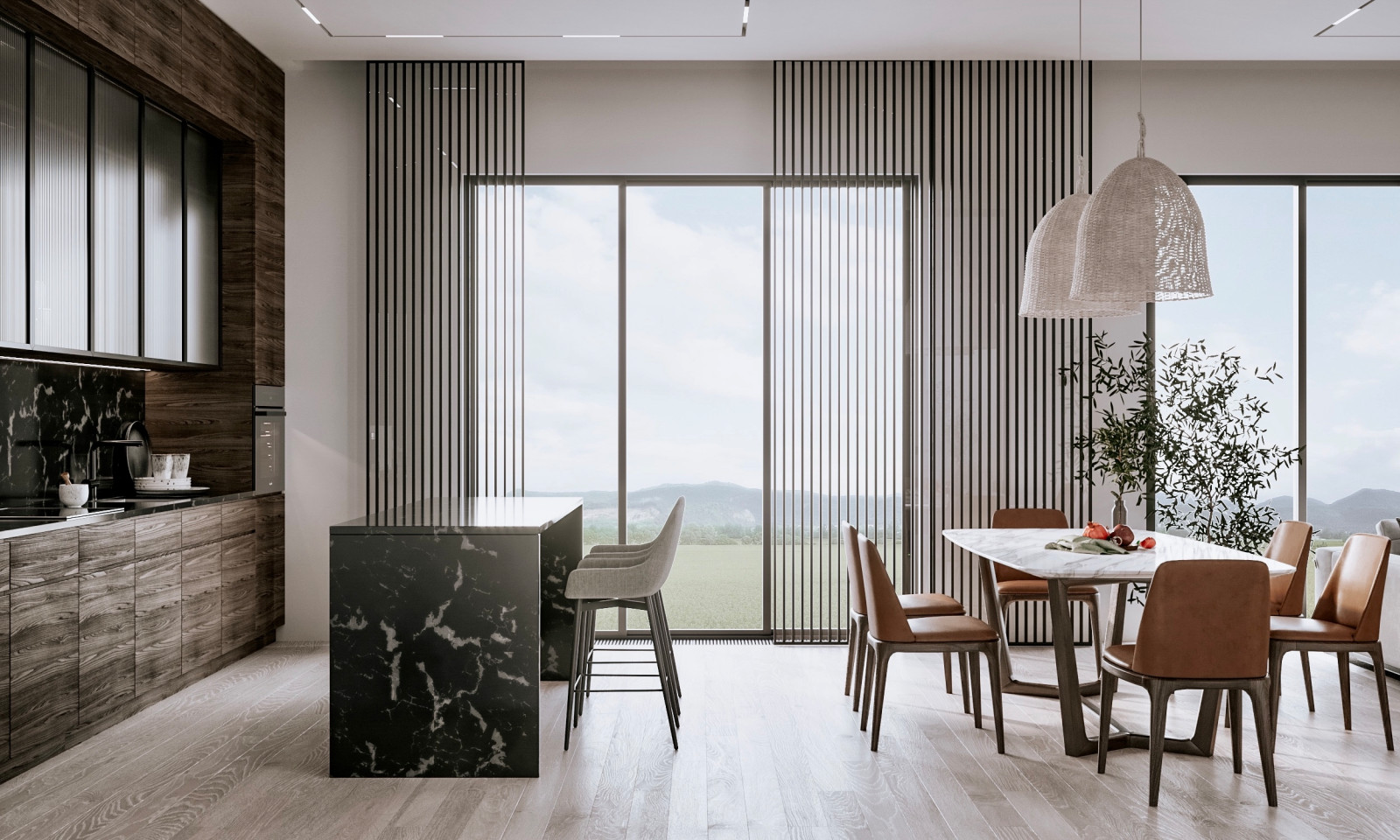 Дизайн-проект кухни-гостиной в частном доме, МО