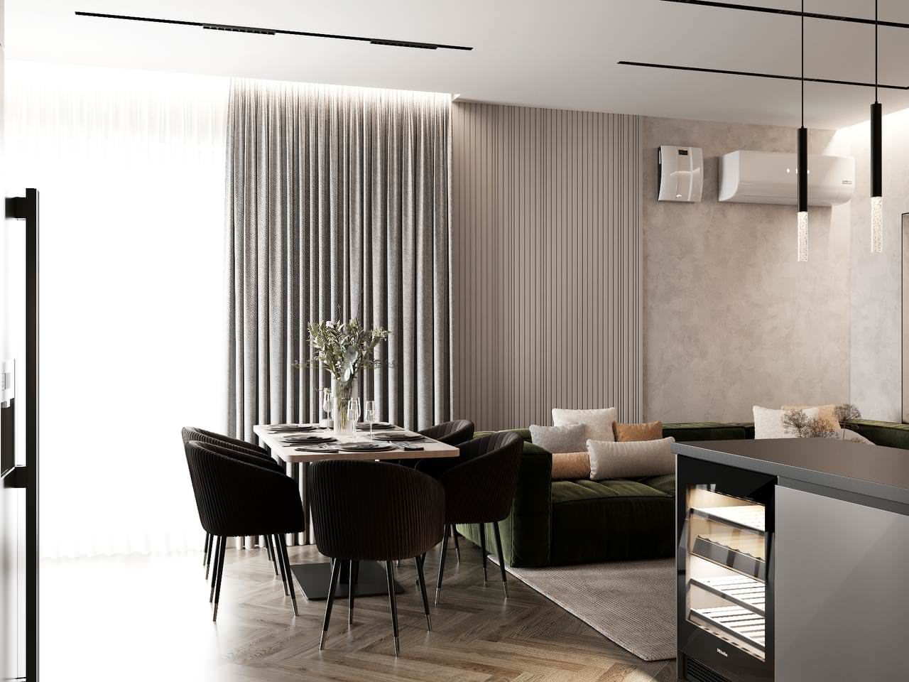 ДИЗАЙН ПРОЕКТ С ОЛИВКОВЫМИ ОТТЕНКАМИ