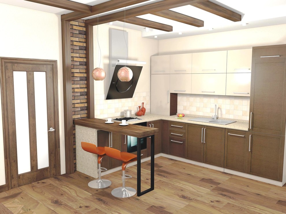 Дерево и кирпич