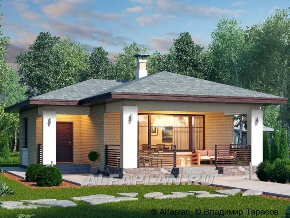 Обложка проекта: "ВИНЬОН" 570А - одноэтажный дом с большой террасой