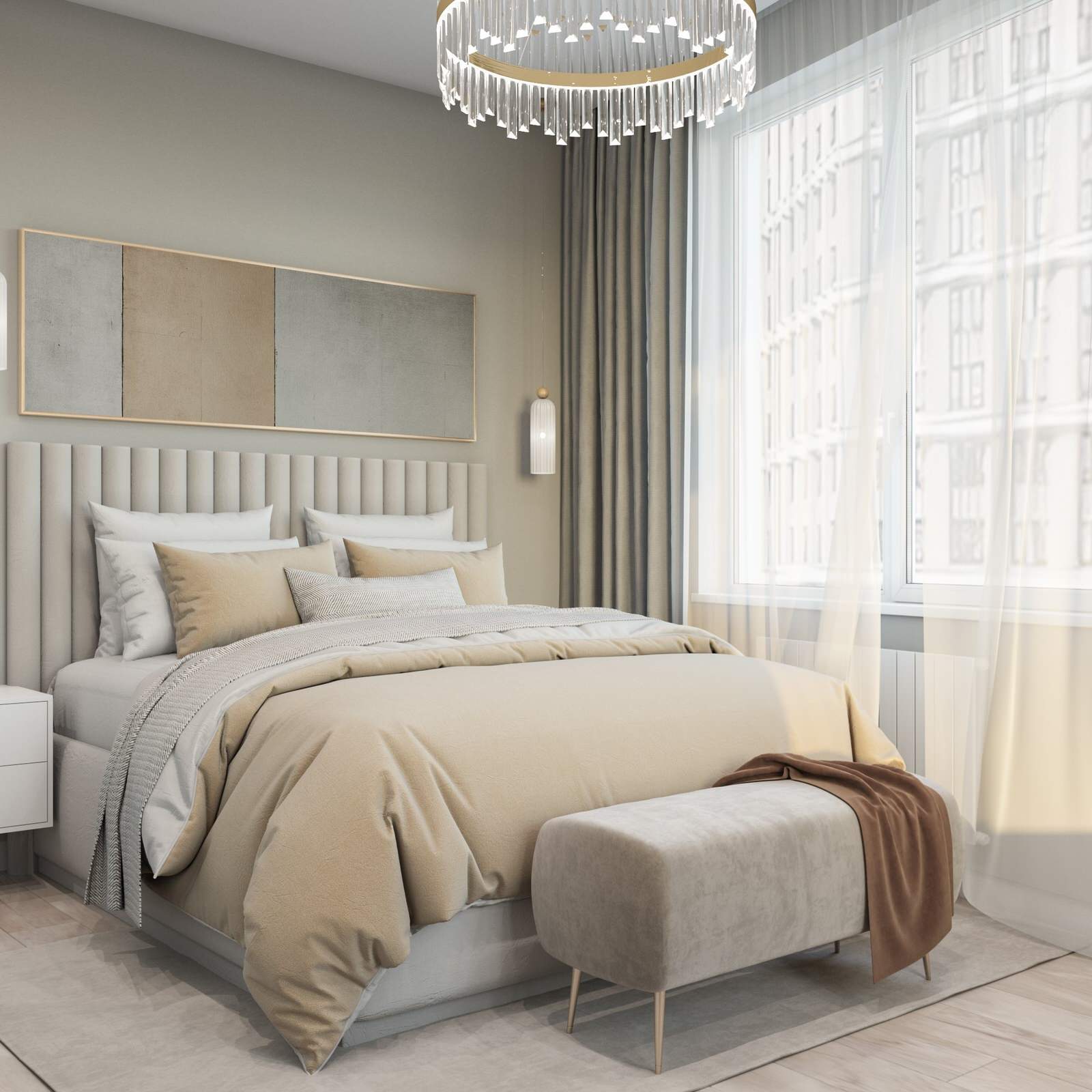 современная двушка в светлых тонах