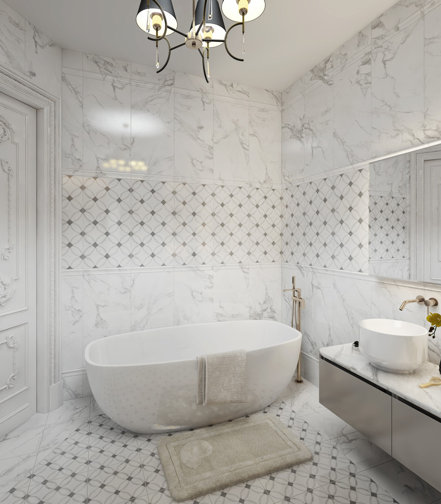 Сталинка на Ломоносовском. Дизайн ванной комнаты в парижском стиле