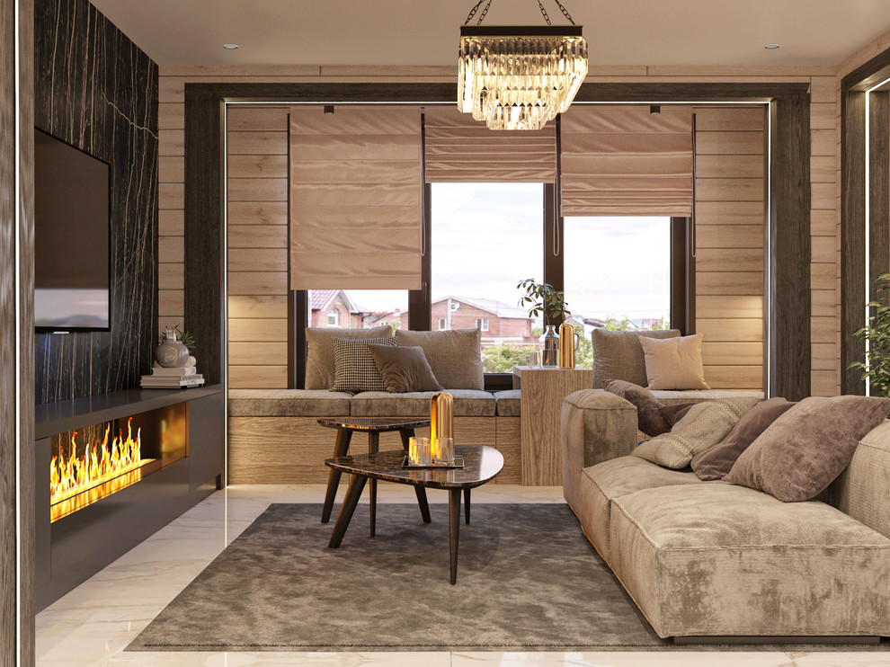 Интерьер жилого дома из клееного бруса  г. Владивосток