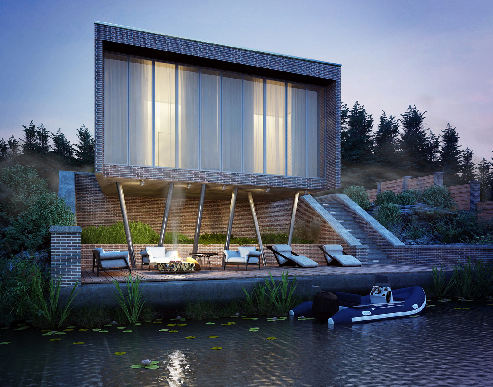 Обложка проекта: Дом у воды. Общая площадь 208 кв м.