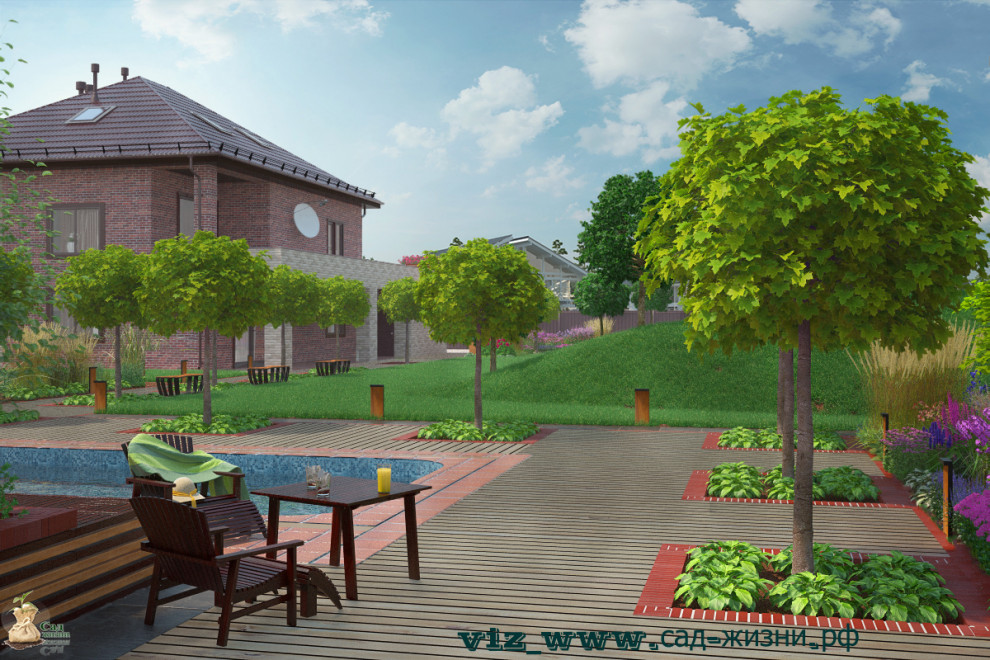 Ландшафтная визуализация дизайна частного участка в п. Белаго Московской области