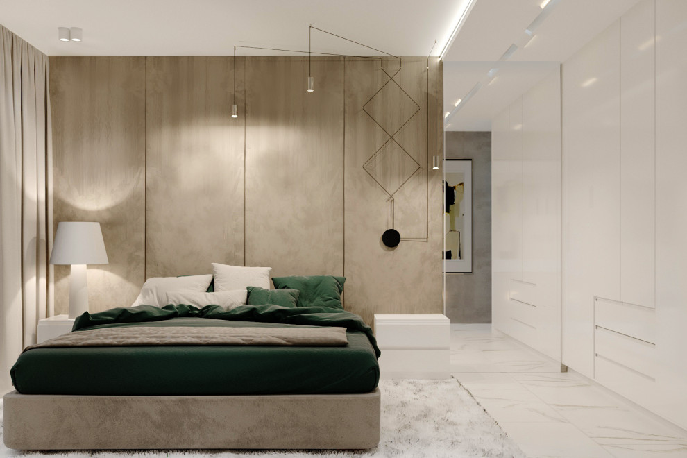 Светлые,минималистичные с сочными зелеными акцентами интерьеры