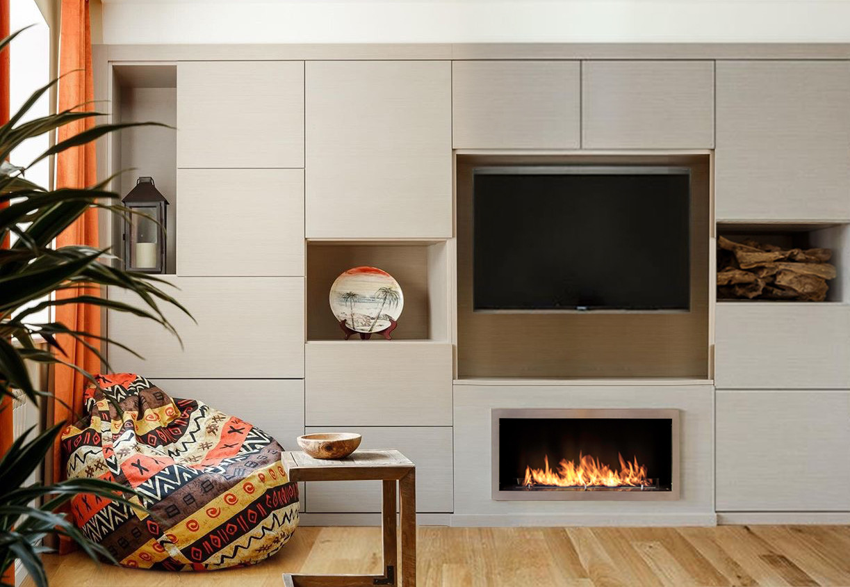 Обложка проекта: Гостиная с биокамином Planika Fire Line Electronic 990