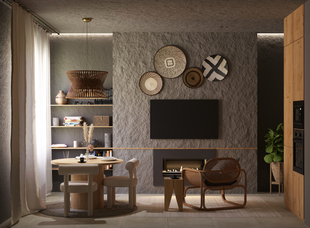 Обложка проекта: Кухня-гостиная в стиле ваби-саби из дизайн-проекта в ЖК 8Клёнов, Москва