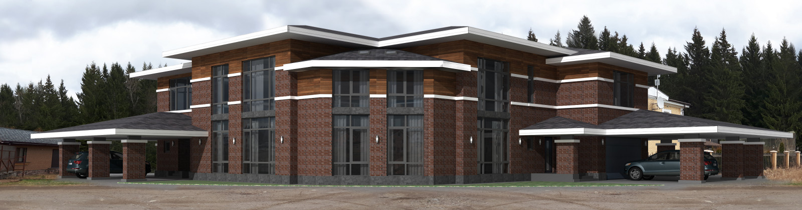 Обложка проекта: Коттедж в стиле Райта