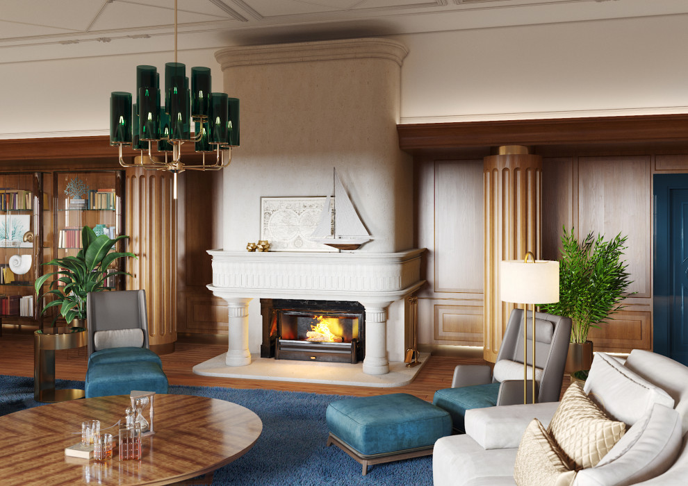 Гостиная вокруг камина