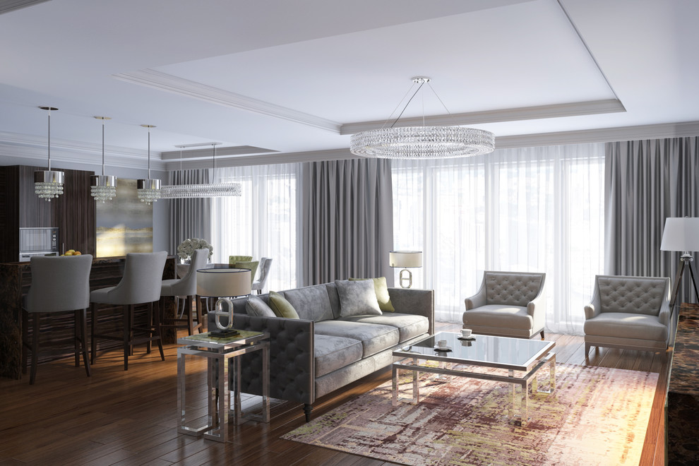 Обложка проекта: гостиная в ЖК "Кутузовская ривьера"