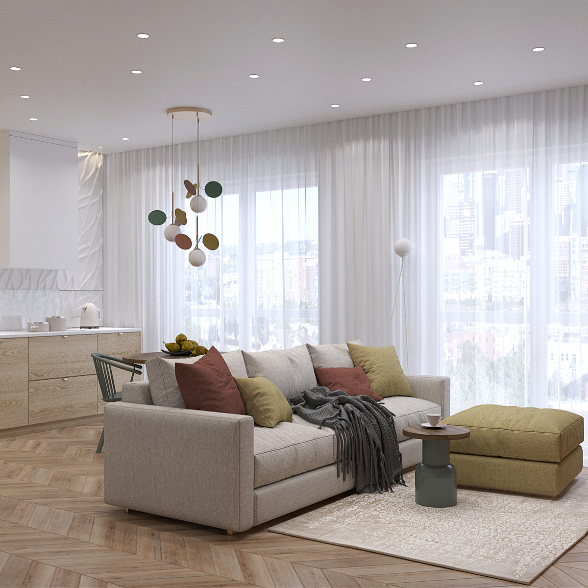 Дизайн гостиной и кухни