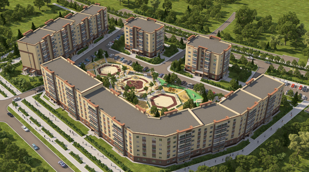 Разработка планировки дворового пространства и 3д визуализация жилого комплекса