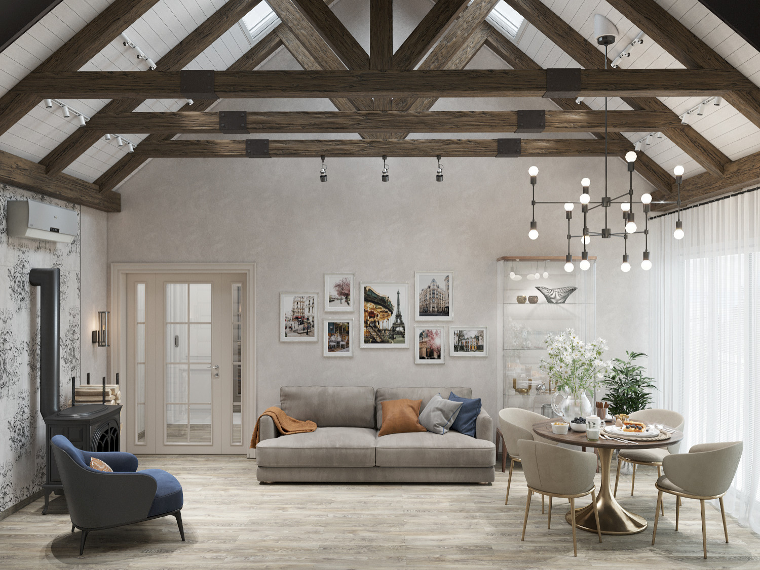 Визуализация интерьера в доме из бруса