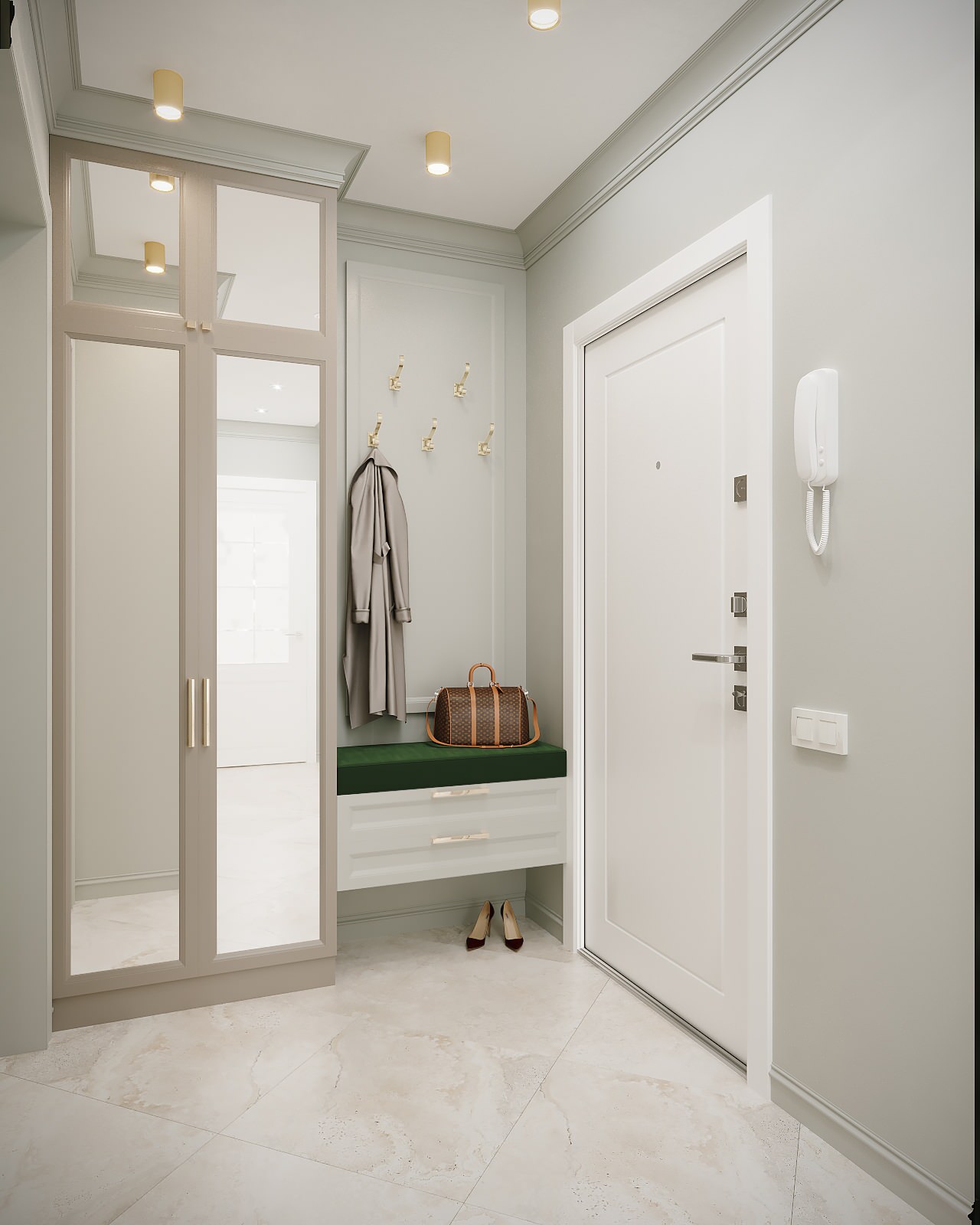 "Песто" кухня с эркером в квартире г.Москва