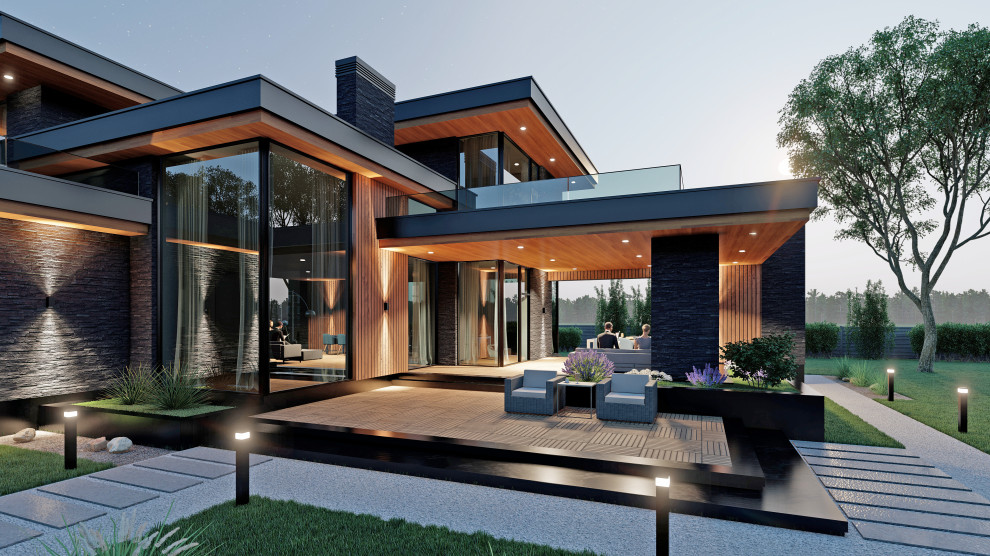 Обложка проекта: Дом 400 м2 (ночной вид)