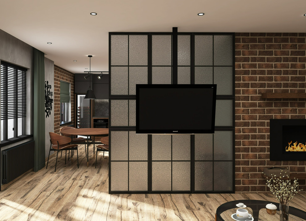 Квартира в стиле лофт с яркими акцентами