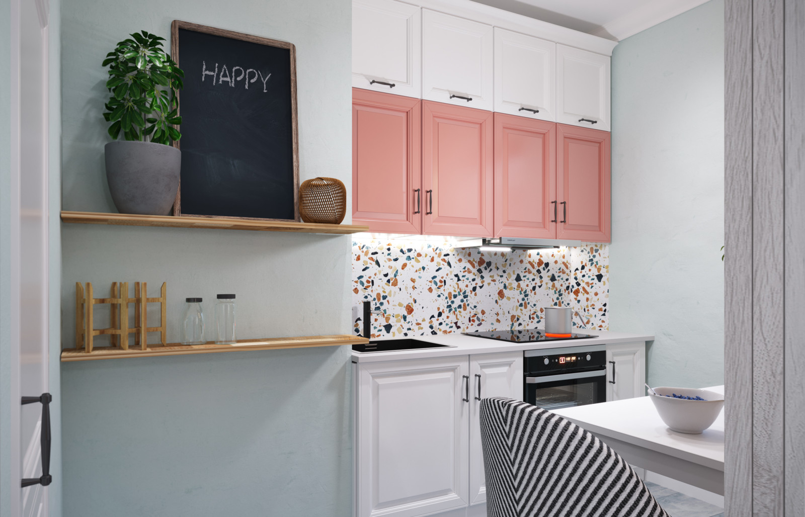 Нежный персик с морской волной