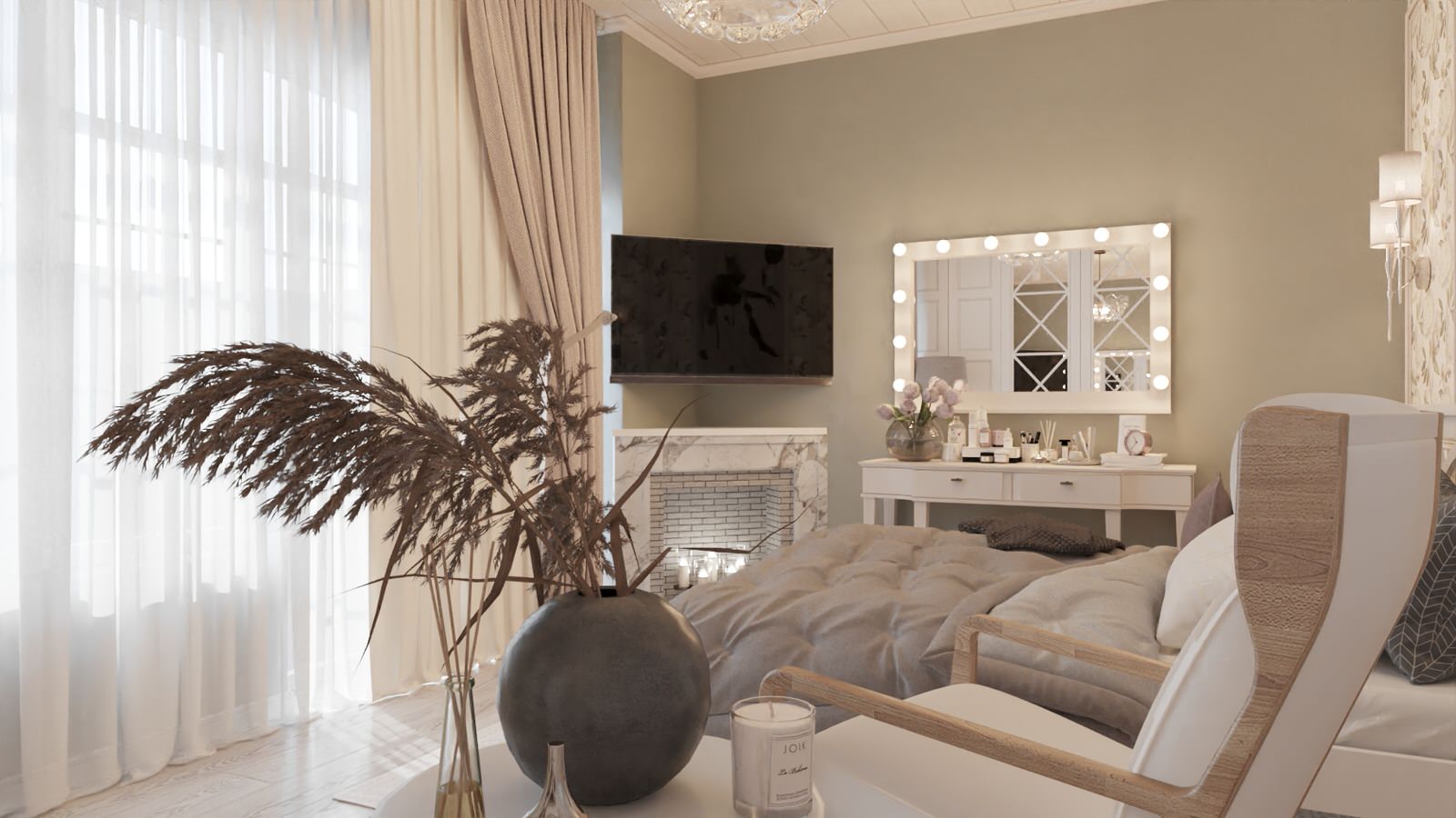 House_011_визуализация интерьера спальни дома в г. Ростов-на-Дону