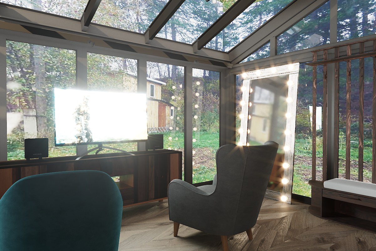 Загородный частный дом, с кухней, одной спальней, и верандой с огромными панорам