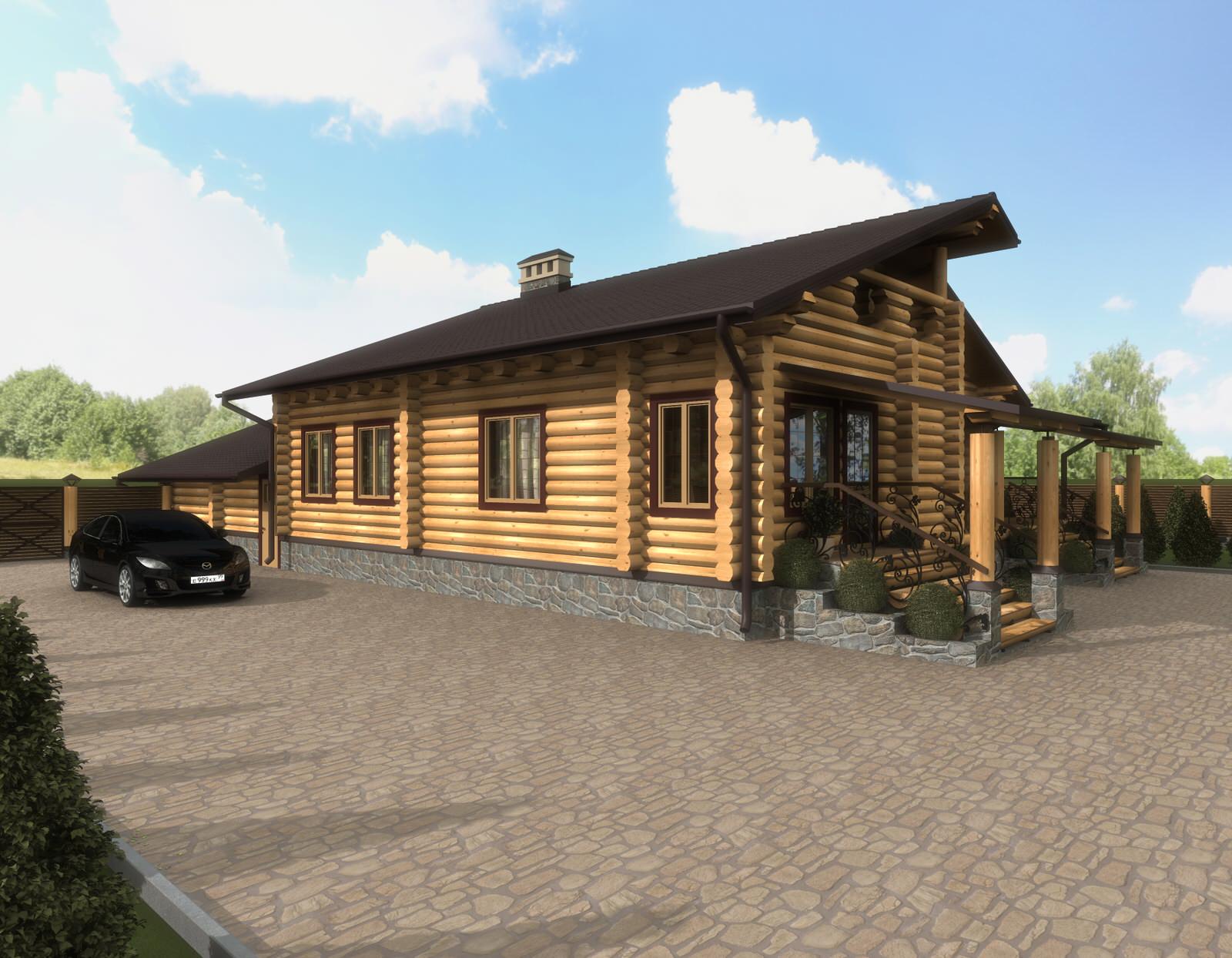 Обложка проекта: Фасад и экстерьер загородного деревянного дома