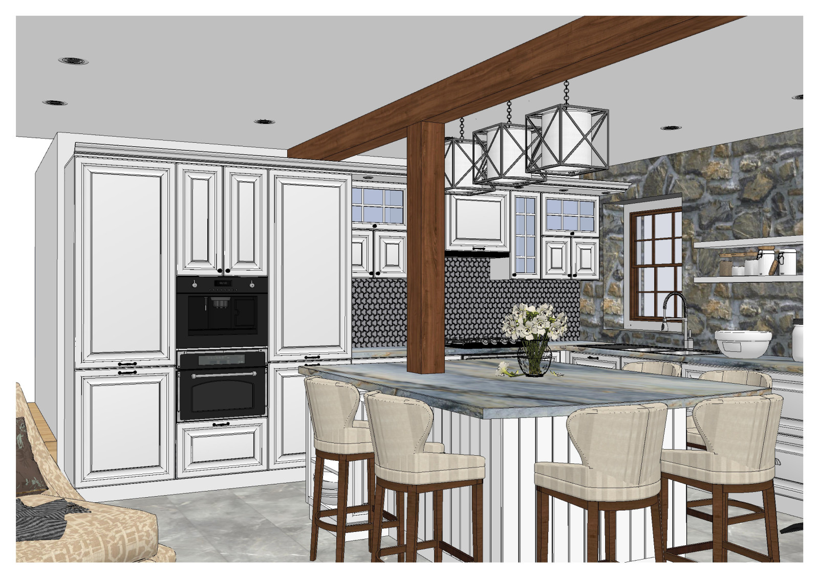 Обложка проекта: Кухня с большим островом в частном доме в США