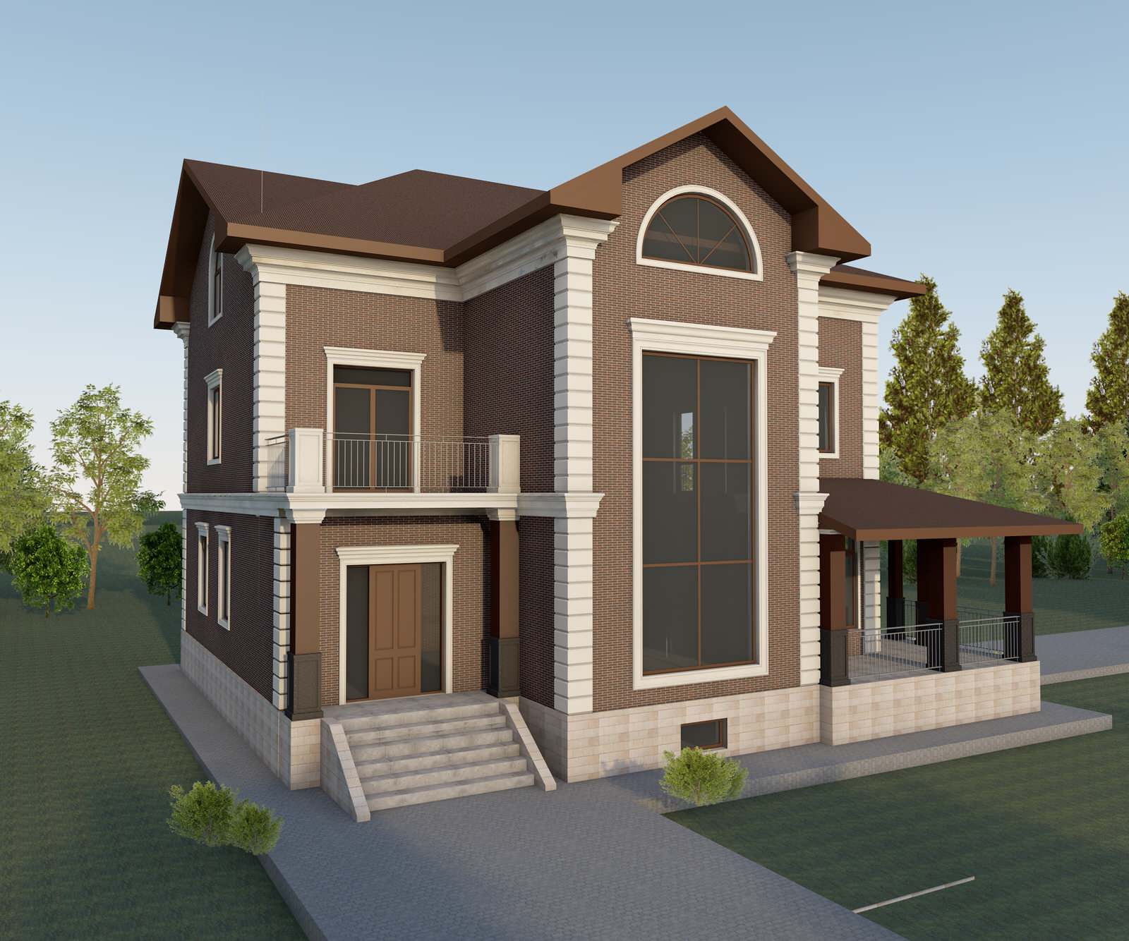 Обложка проекта: Фасады загородного дома и гаража в коттеджном поселке