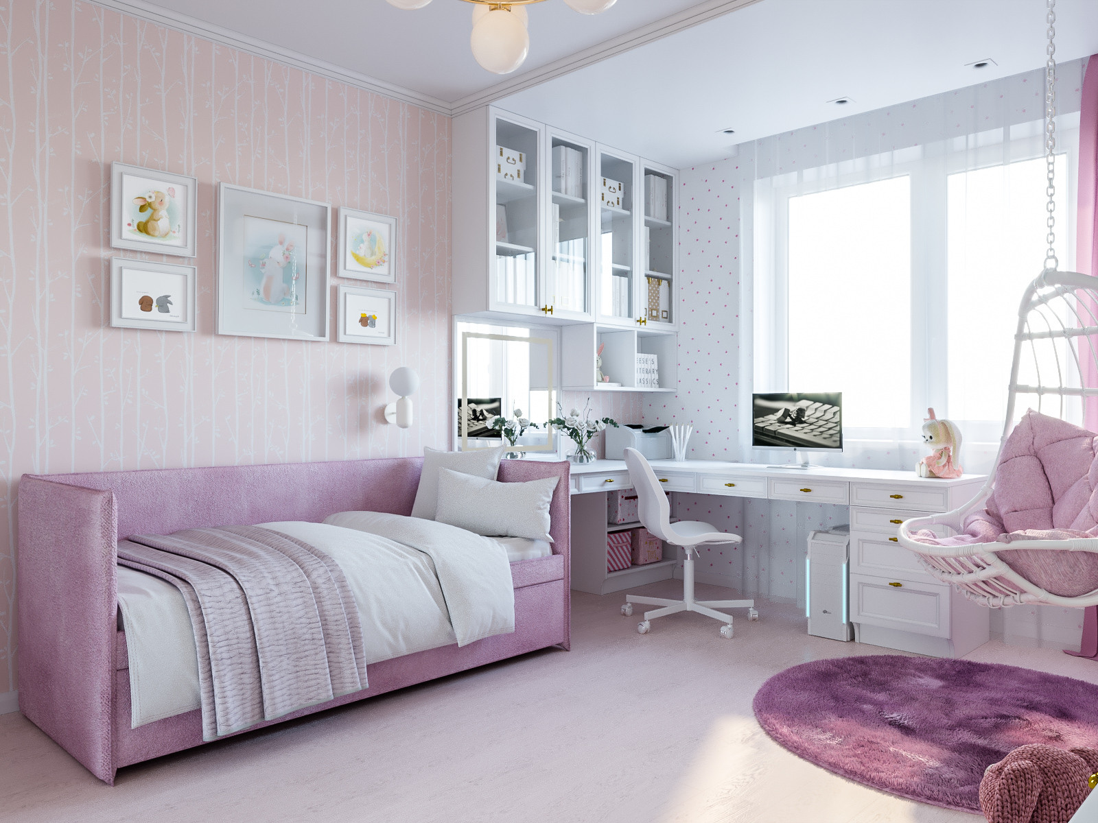 Обложка проекта: Детская комната с фотообоями "заяц"