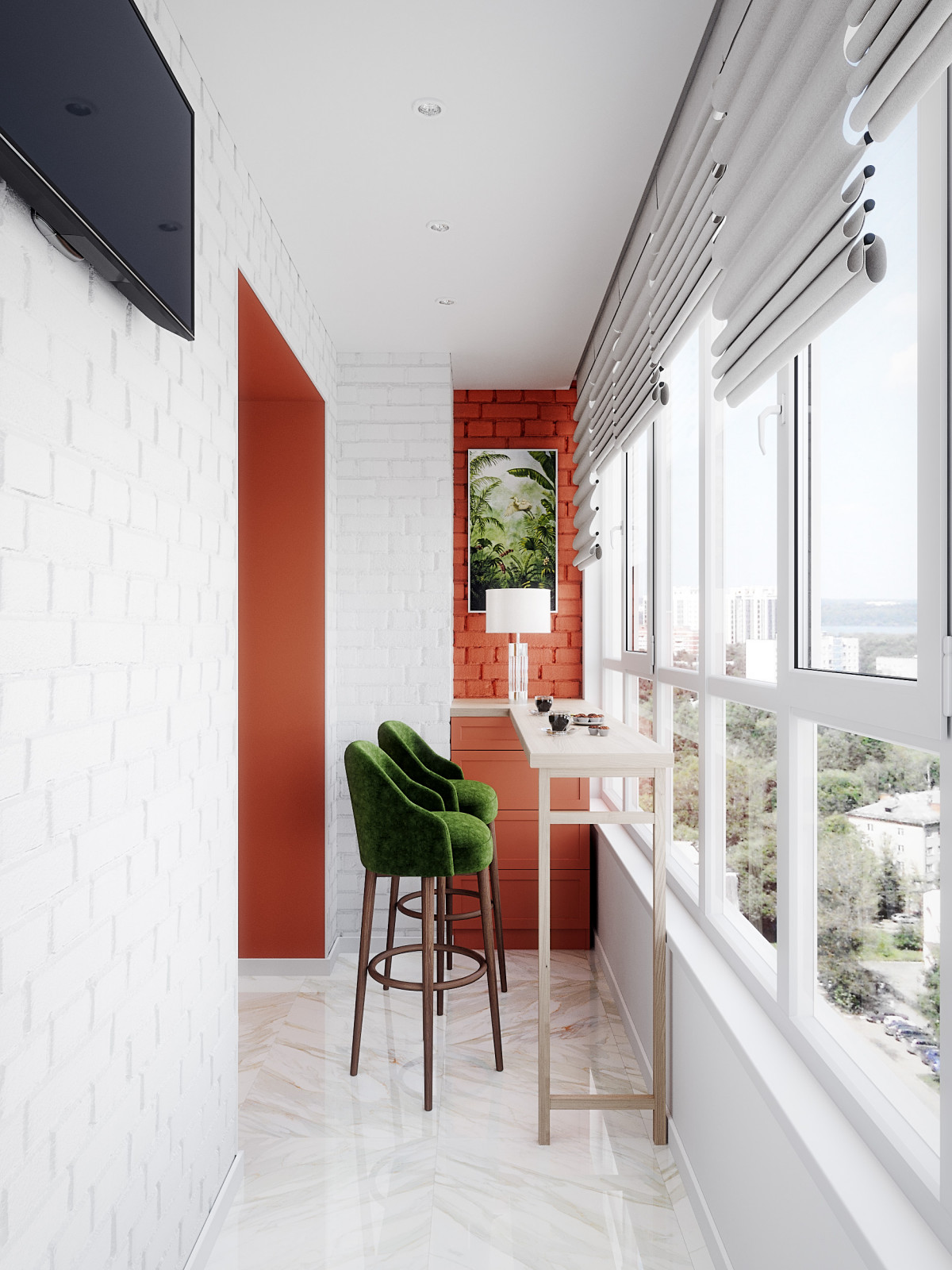 Гостиная кухня в сочных цветах