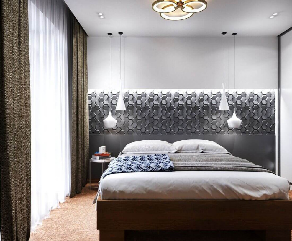 Гипсовые панели в изголовье