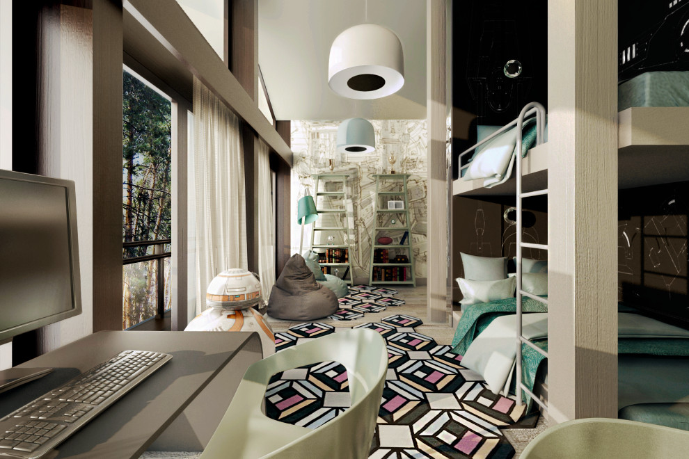 Обложка проекта: A room for boys in a glass house/ Детская спальня в стеклянном доме.