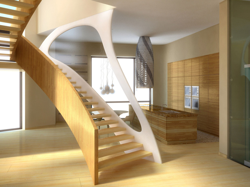 House in a pine forest - the 3D view