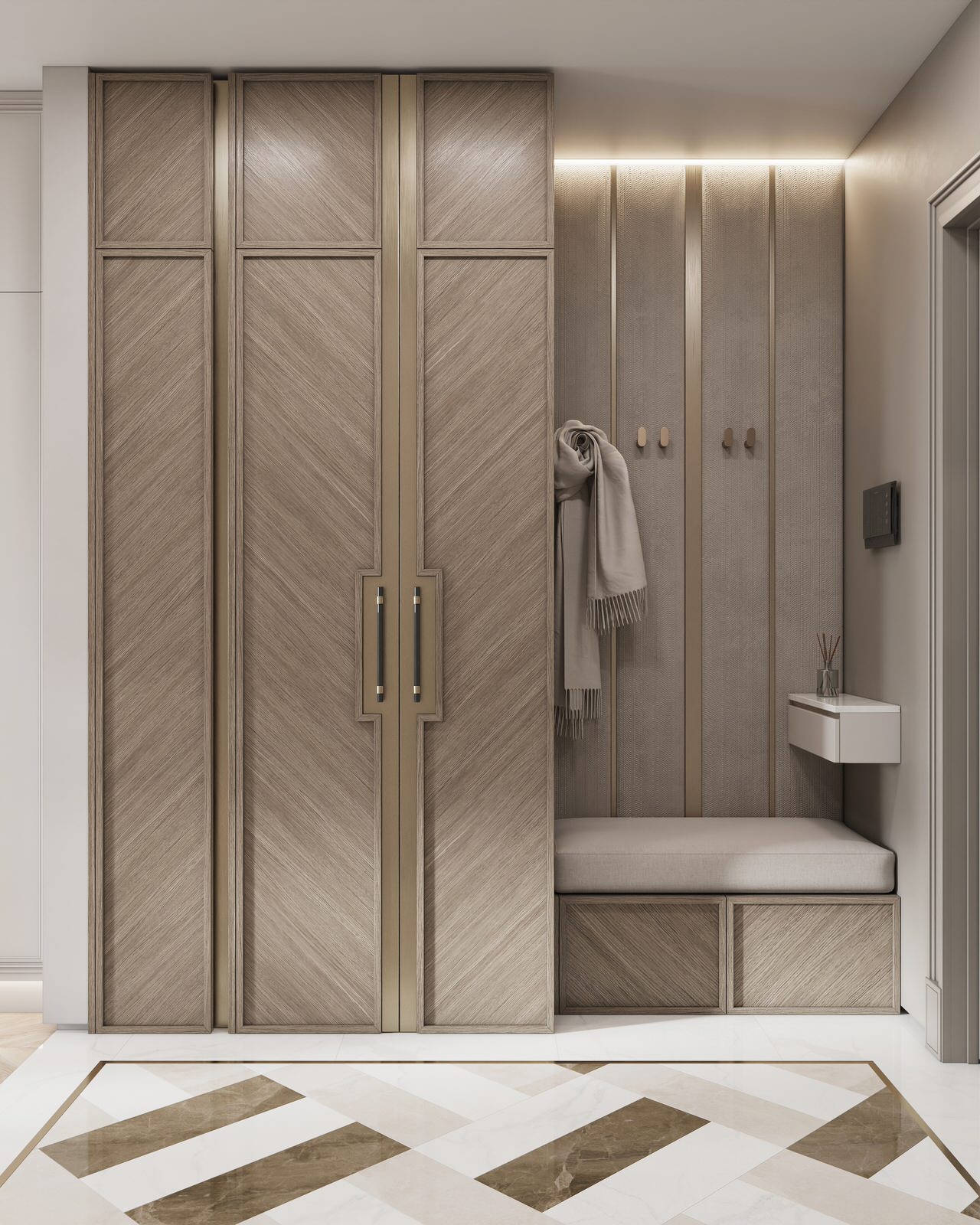 Интерьер в бежевых оттенках в ЖК Eniteo