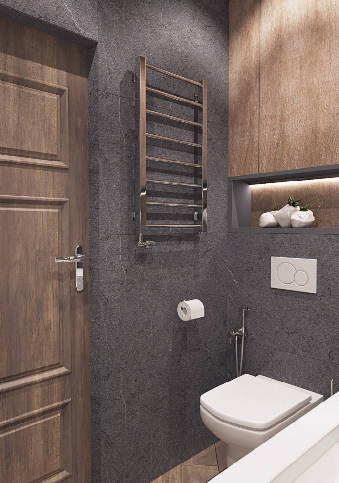 Двухкомнатная квартира со стеклом между гостиной и спальней