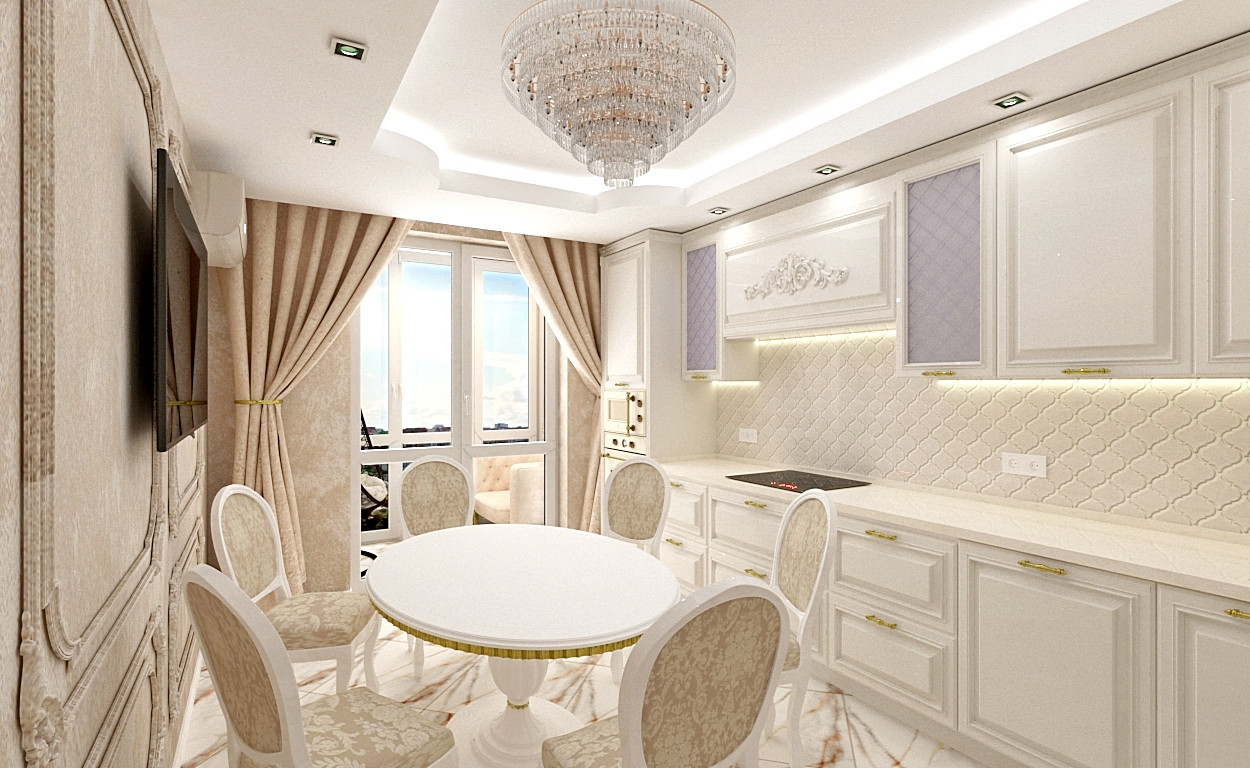 Классический интерьер трехкомнатной квартиры площадью 91,4 кв.м.