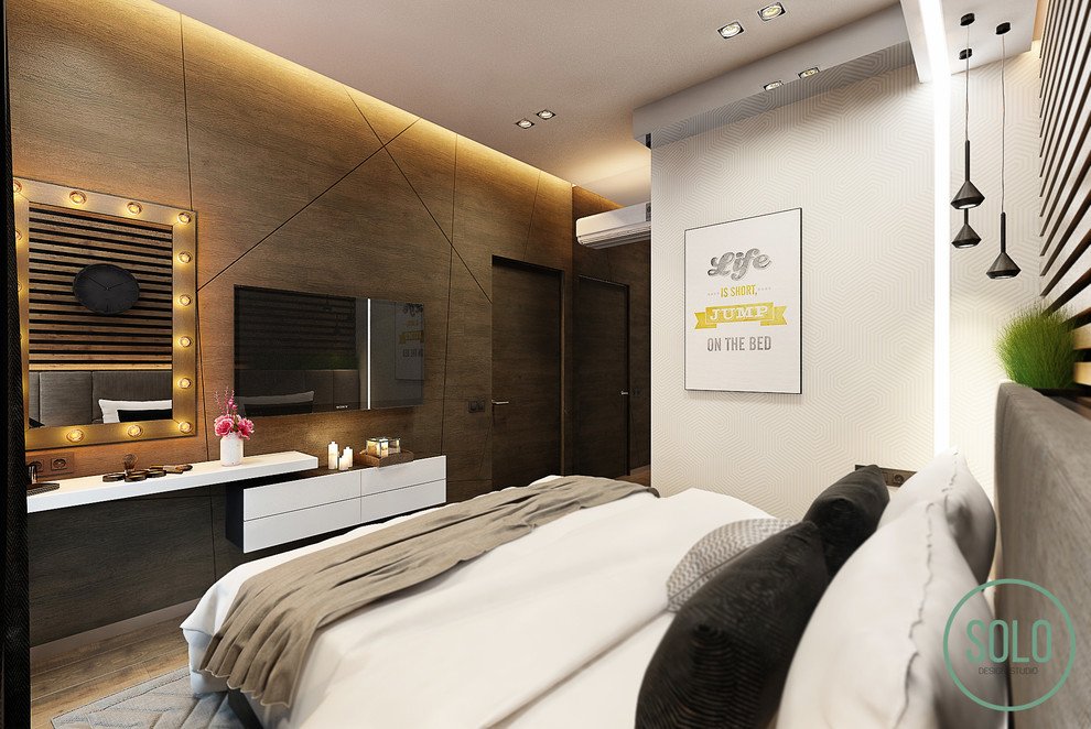 Modern Interior with loft elements for young couple